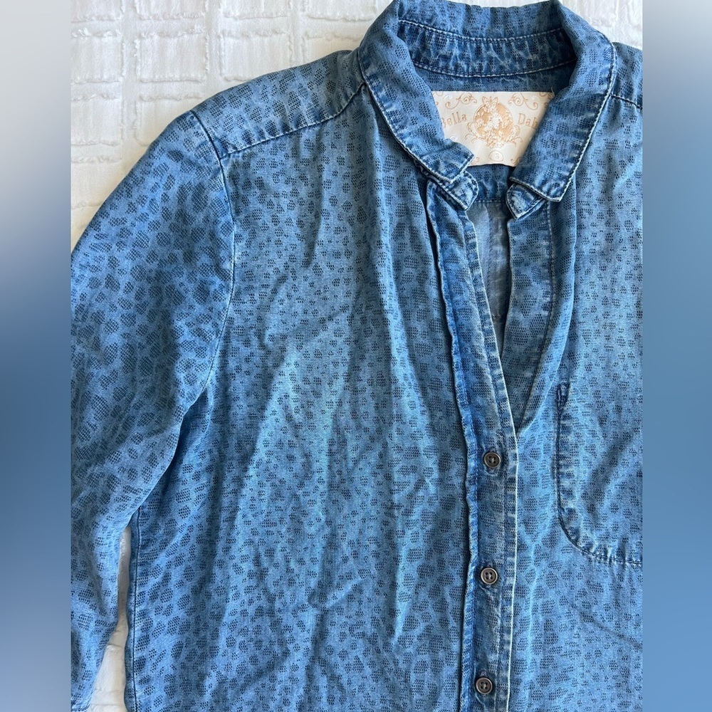 BELLA DAHL Button Down High-Lo Shirt 100% Tencel Super Soft! Woman’s Size Small